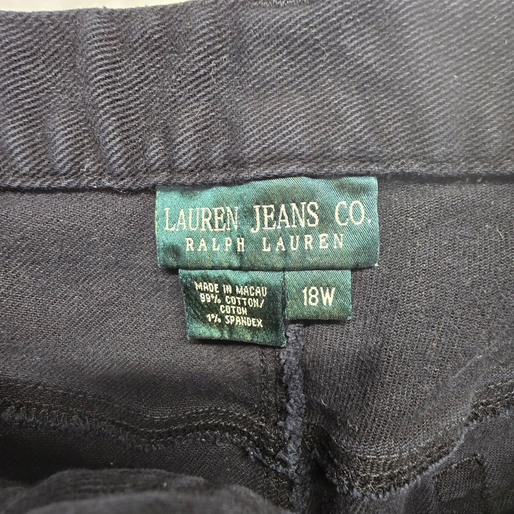 Lauren Jeans Co Ralph Black Pants Denim Going‎ Out Straight Womens Sz 18W 38x27 - Picture 2 of 14